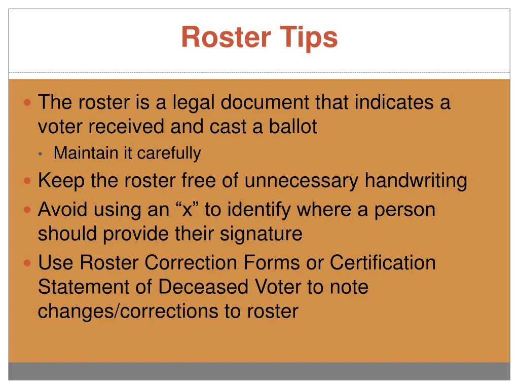 roster tips