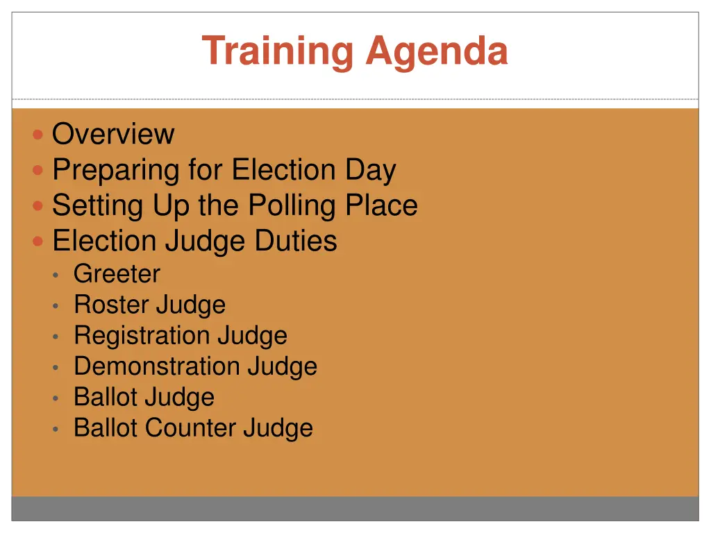 training agenda