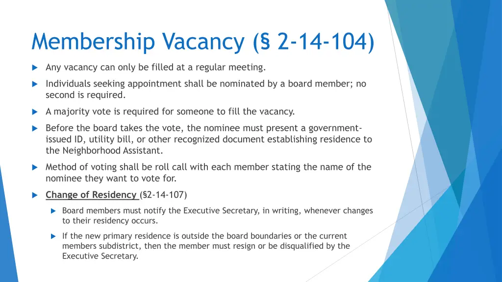 membership vacancy 2 14 104