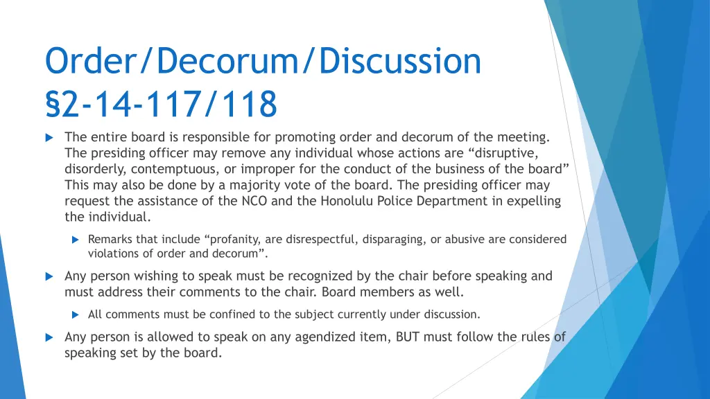 order decorum discussion 2 14 117 118 the entire