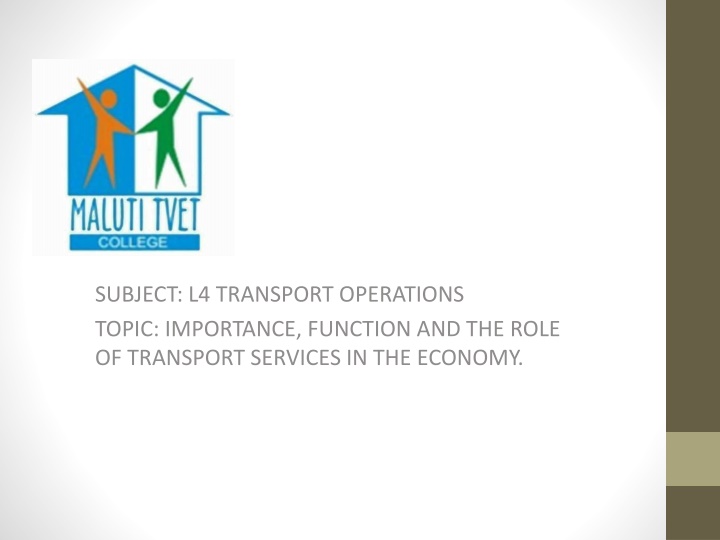 subject l4 transport operations topic importance