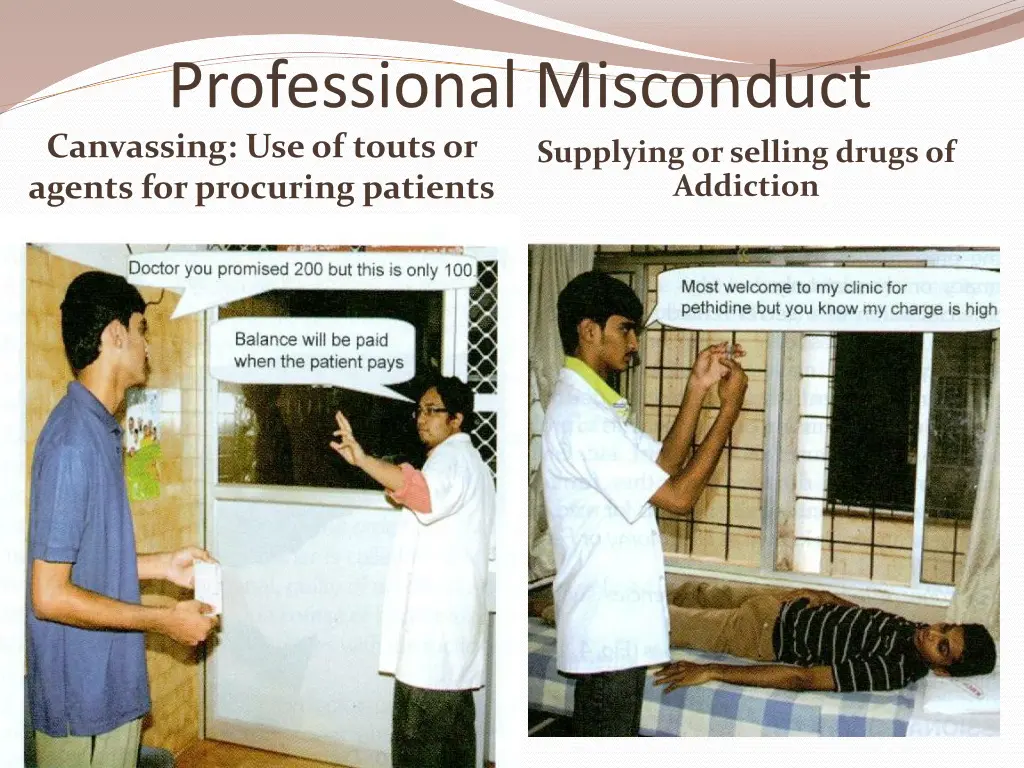 professional misconduct canvassing use of touts