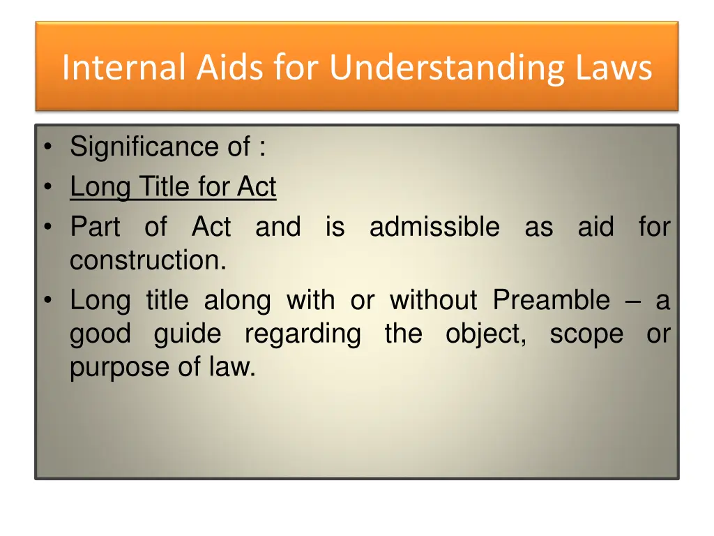 internal aids for understanding laws