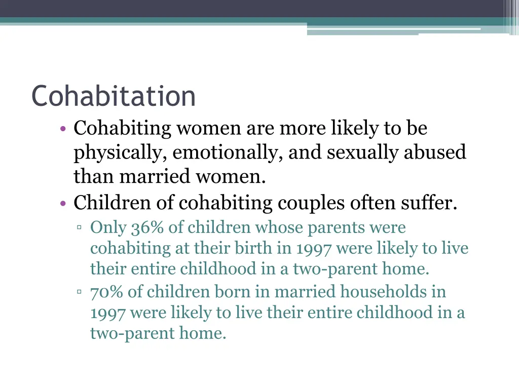 cohabitation cohabiting women are more likely