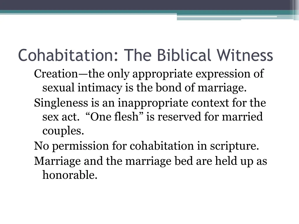 cohabitation the biblical witness creation