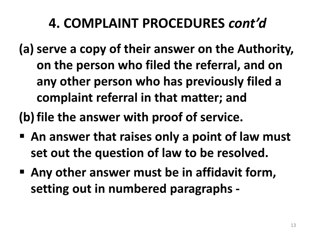 4 complaint procedures cont d 1