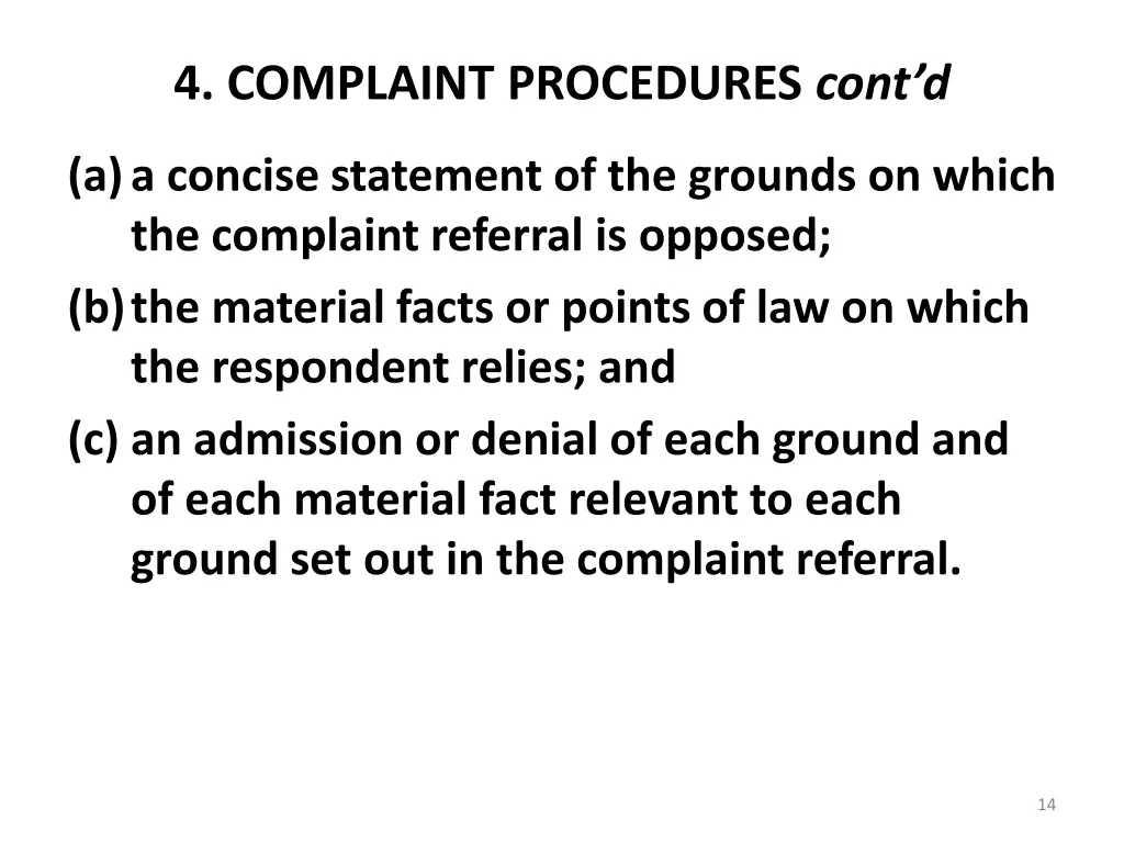 4 complaint procedures cont d 2