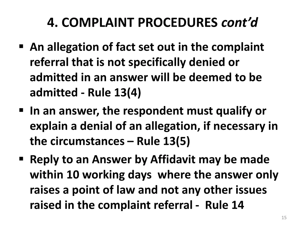 4 complaint procedures cont d 3