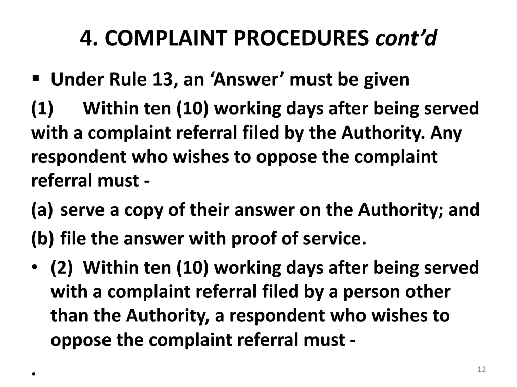 4 complaint procedures cont d