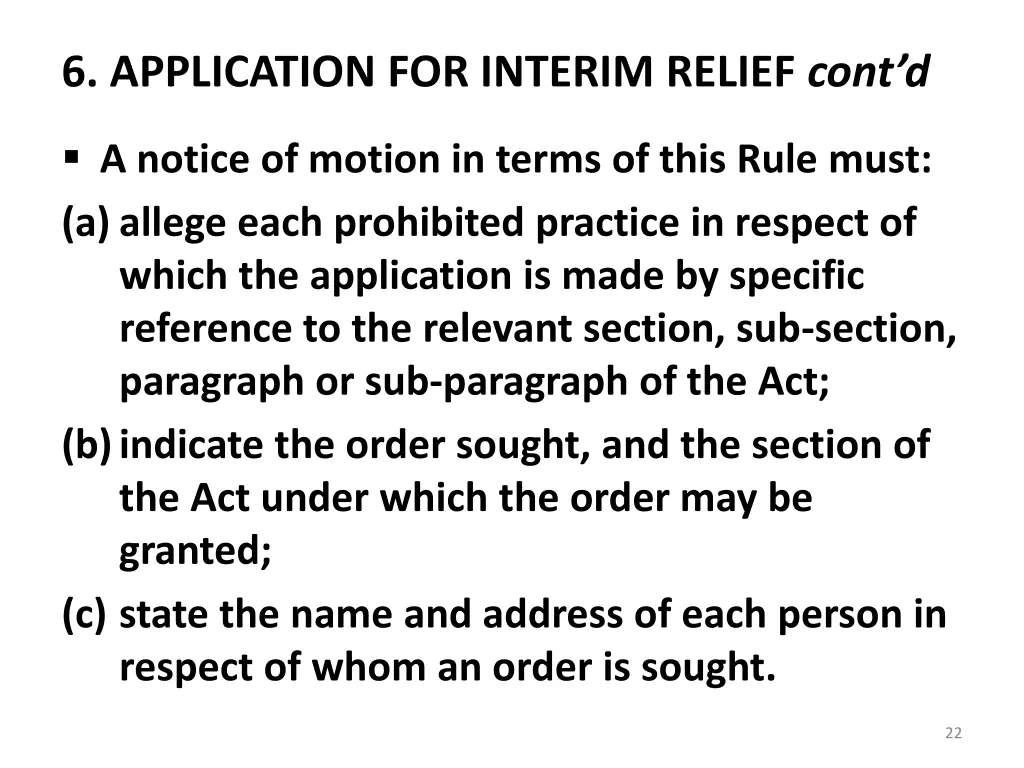 6 application for interim relief cont d