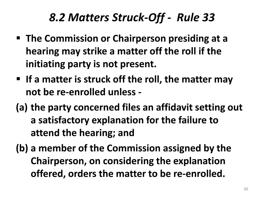 8 2 matters struck off rule 33