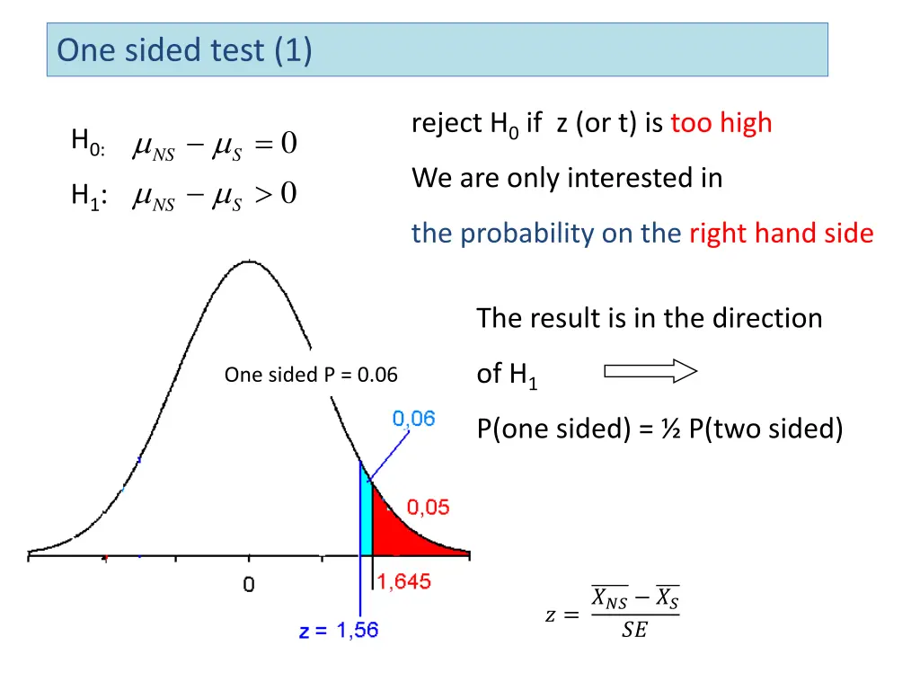 one sided test 1