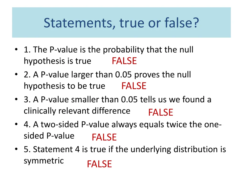 statements true or false 1