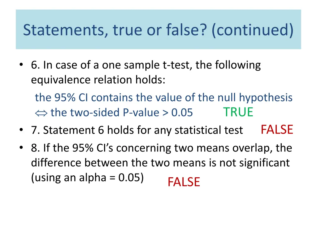 statements true or false continued 1