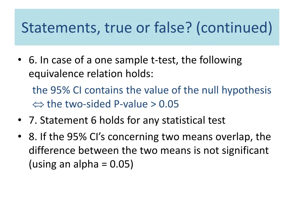 statements true or false continued