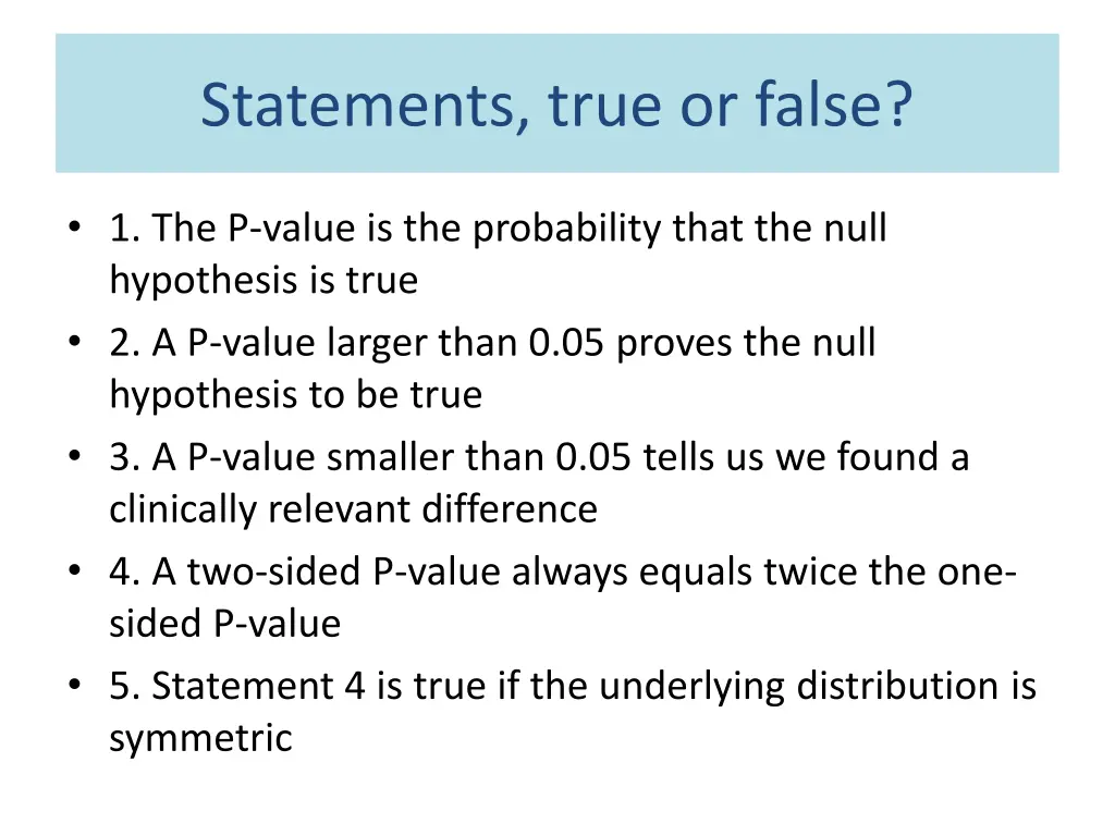 statements true or false