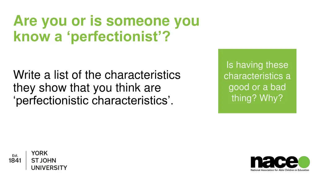 are you or is someone you know a perfectionist