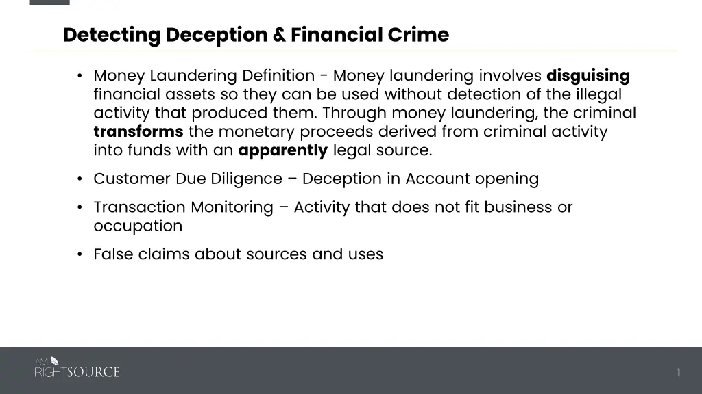 detecting deception financial crime