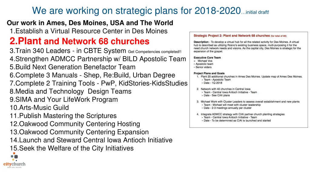 we are working on strategic plans for 2018 2020 2