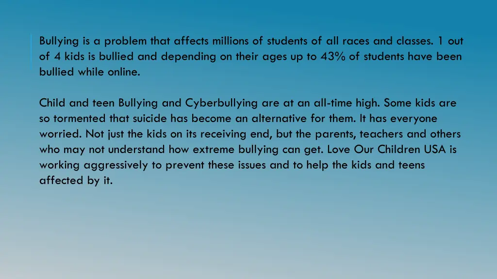 bullying is a problem that affects millions