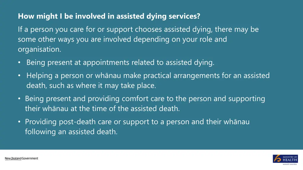 how might i be involved in assisted dying