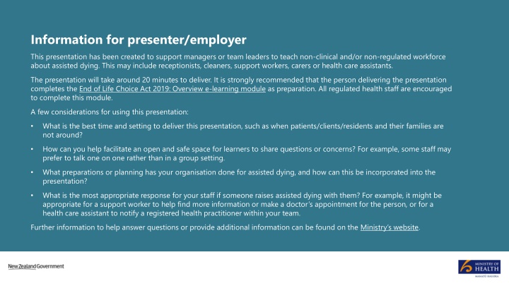 information for presenter employer