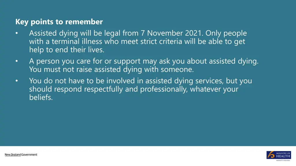 key points to remember assisted dying will