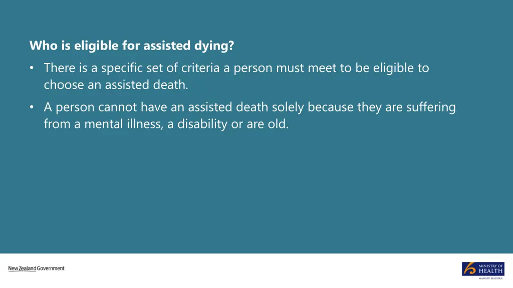 who is eligible for assisted dying there