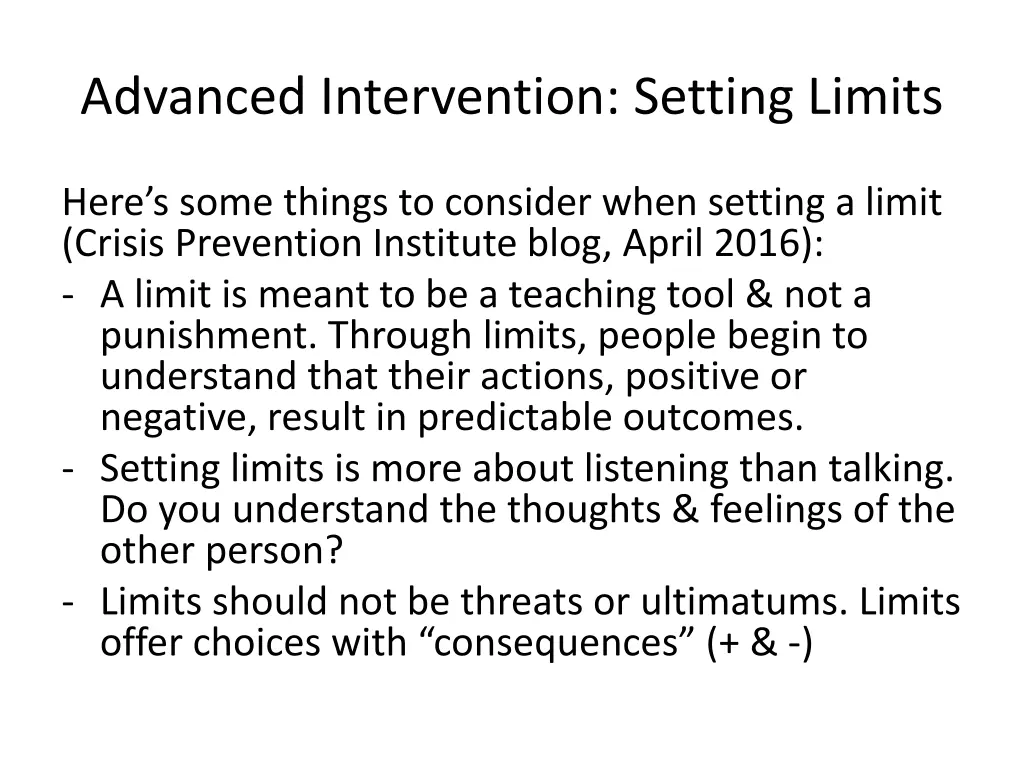 advanced intervention setting limits 1