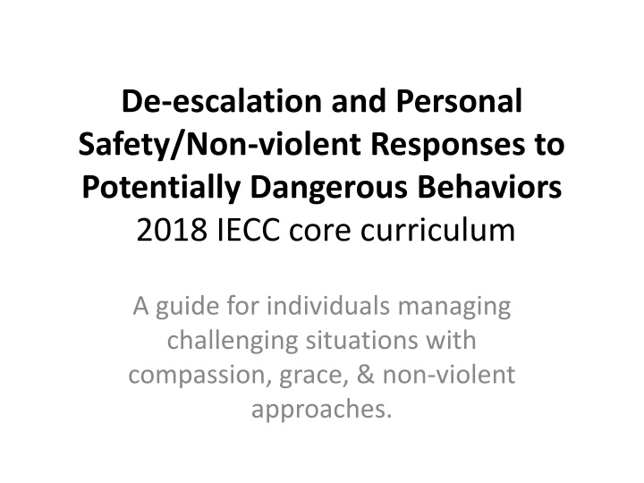 de escalation and personal safety non violent