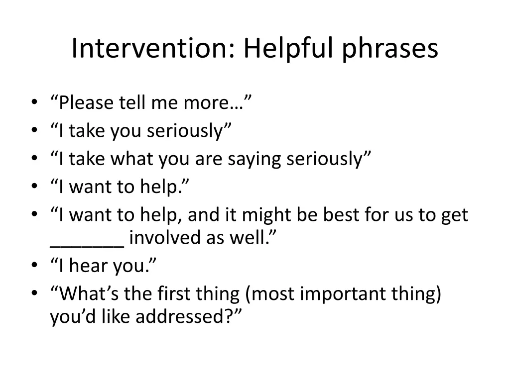 intervention helpful phrases