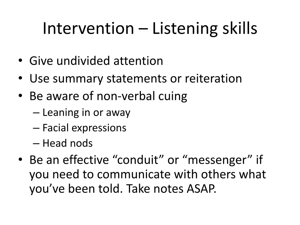 intervention listening skills