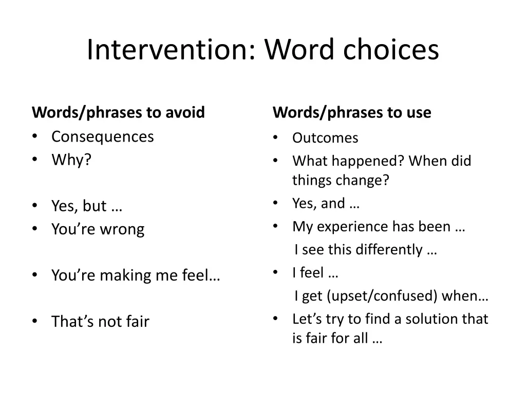 intervention word choices 1