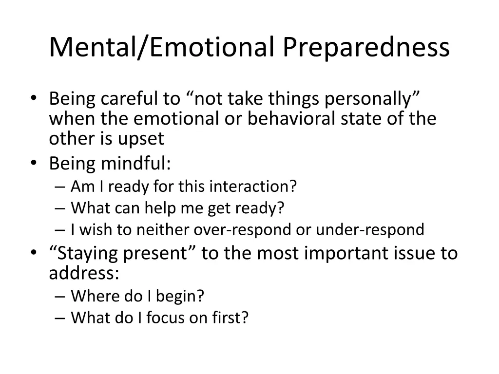 mental emotional preparedness