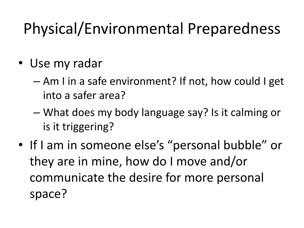 physical environmental preparedness