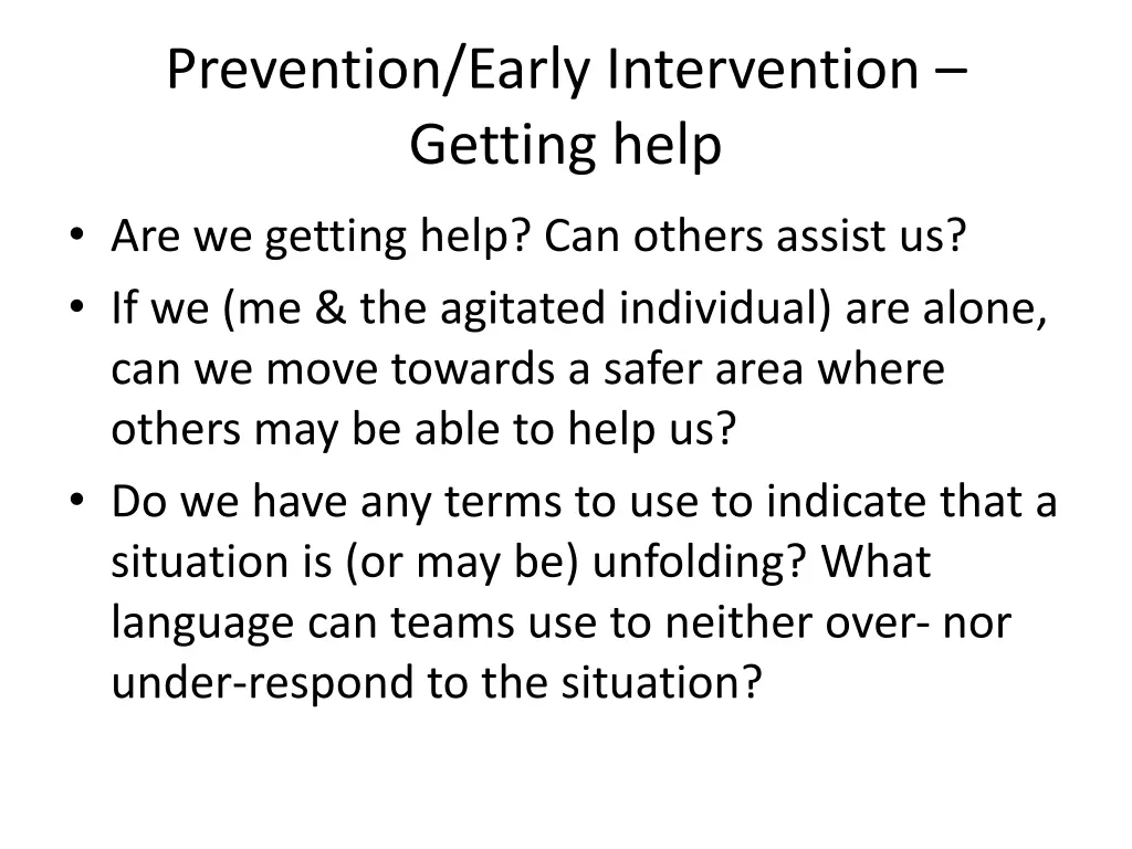 prevention early intervention getting help