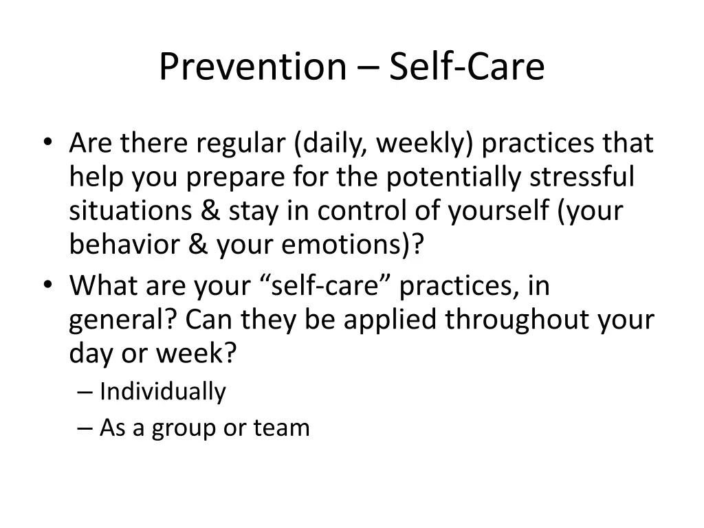 prevention self care