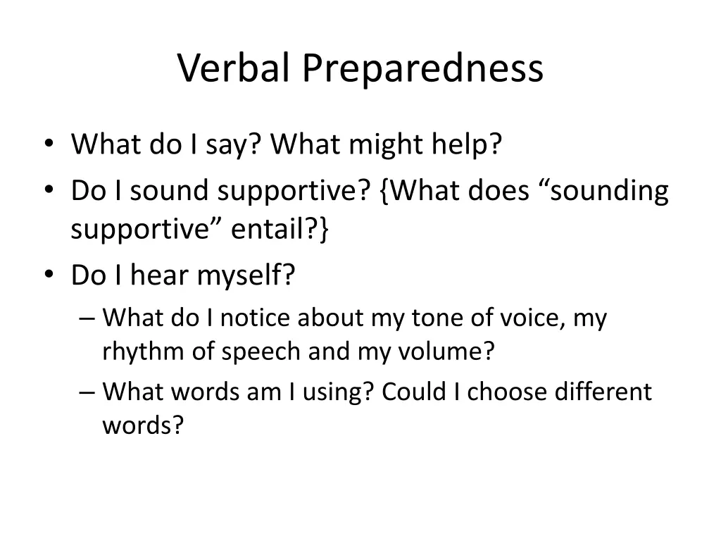 verbal preparedness