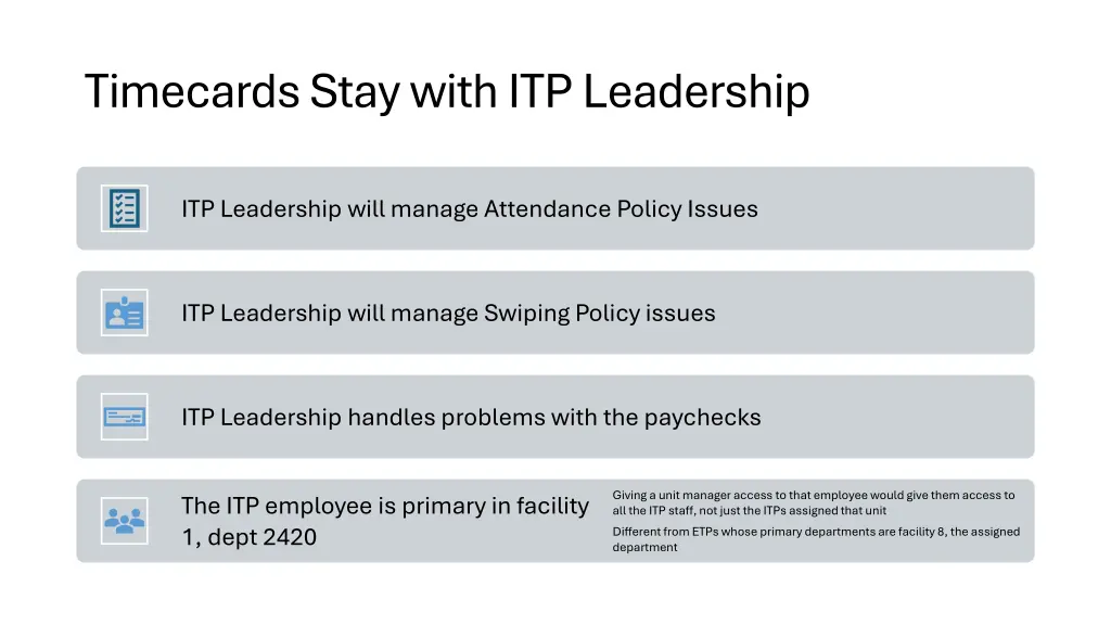 timecards stay with itp leadership