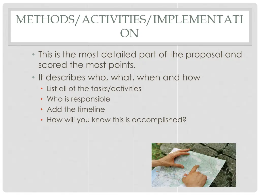 methods activities implementati on