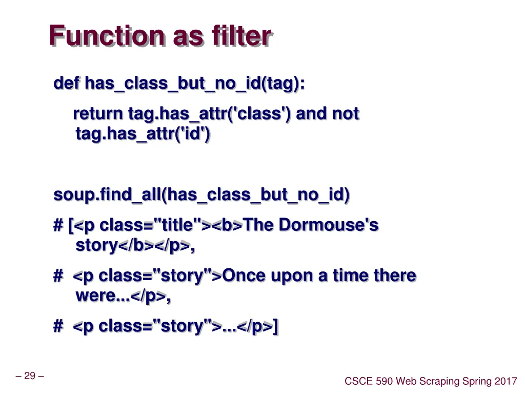 function as filter