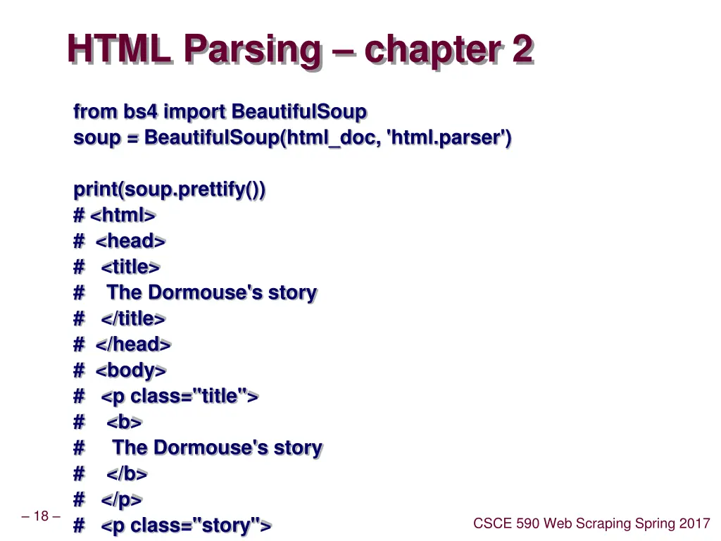 html parsing chapter 2