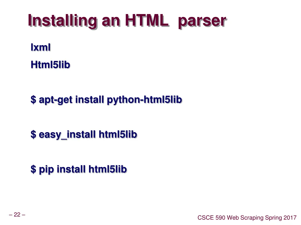 installing an html parser