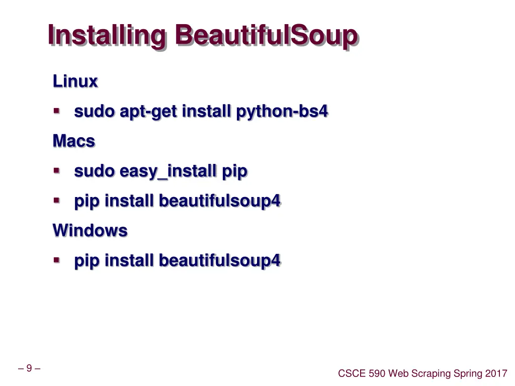 installing beautifulsoup