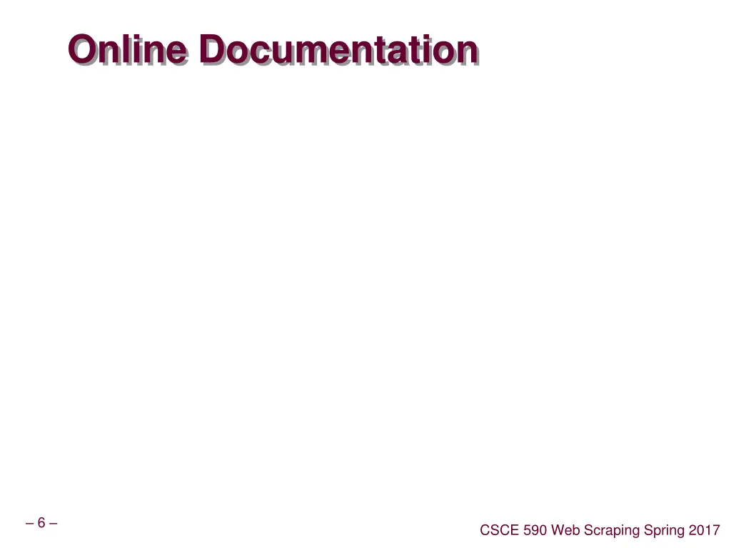 online documentation