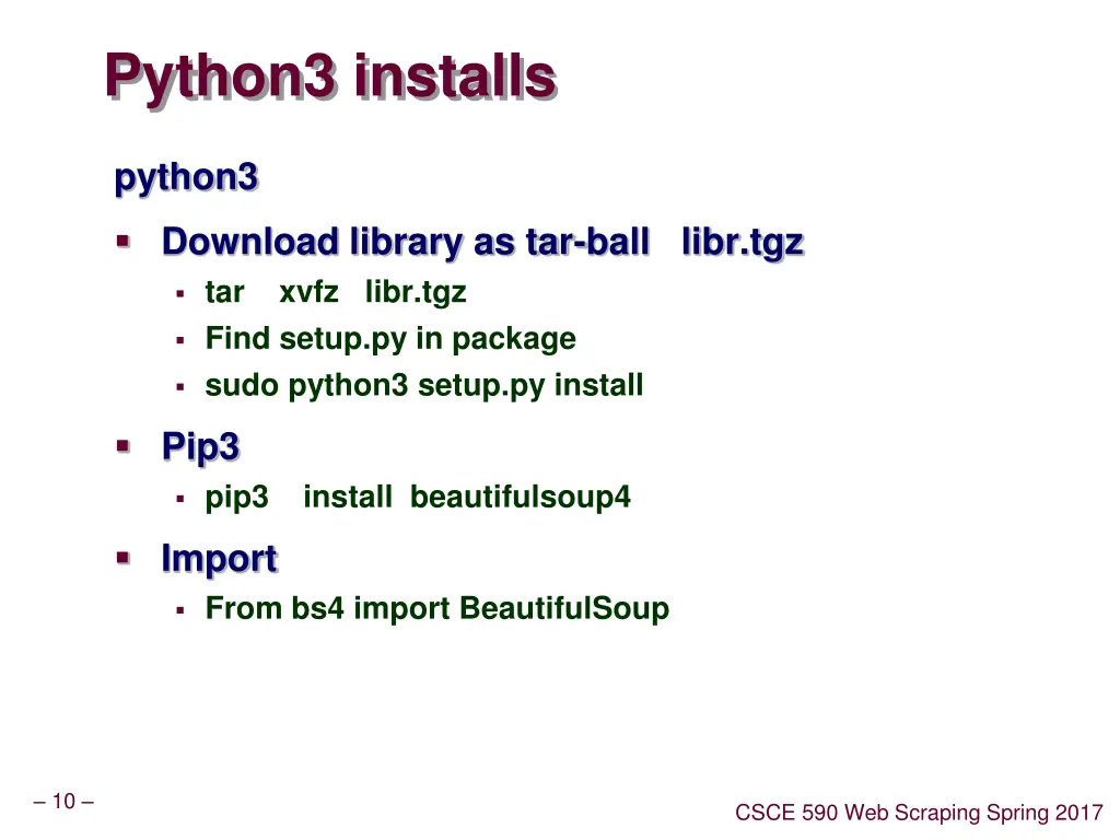 python3 installs