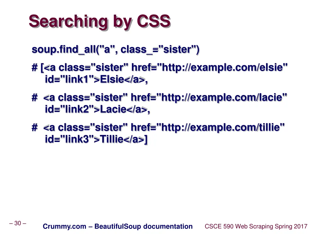 searching by css