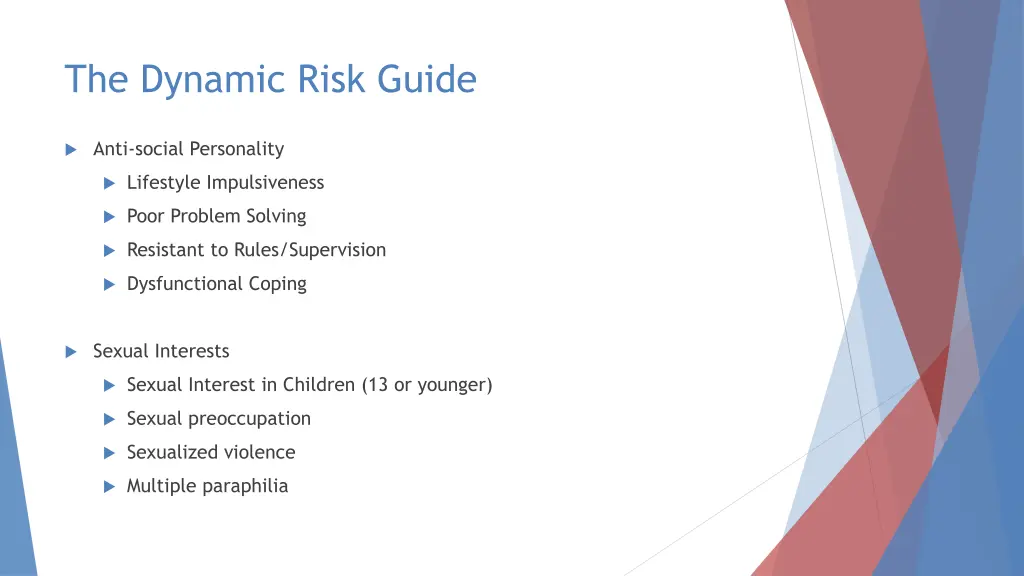 the dynamic risk guide 1