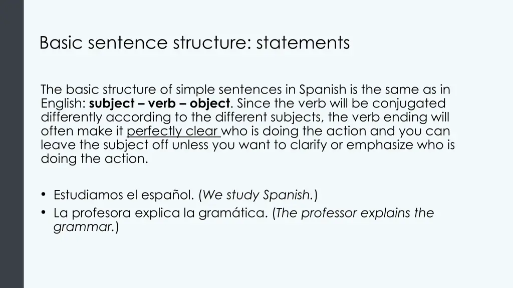 basic sentence structure statements