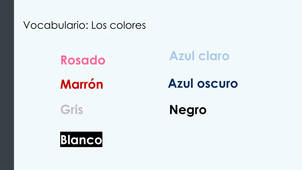 vocabulario los colores